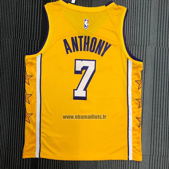 Maillot Los Angeles Lakers Carmelo Anthony NO 7 Ville 2019-20 Jaune